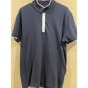 ZARA MEN ZIP NAVY BLUE POLO SHIRT size Large